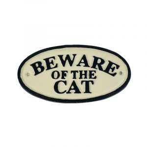 Beware of Cat Oval Cast Iron Sign