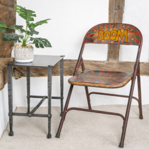Vintage Folding Chair Hand Painted Industrial Style