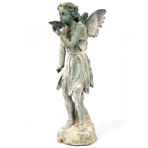 Garden Fairy with Lily in Verdigris Finish