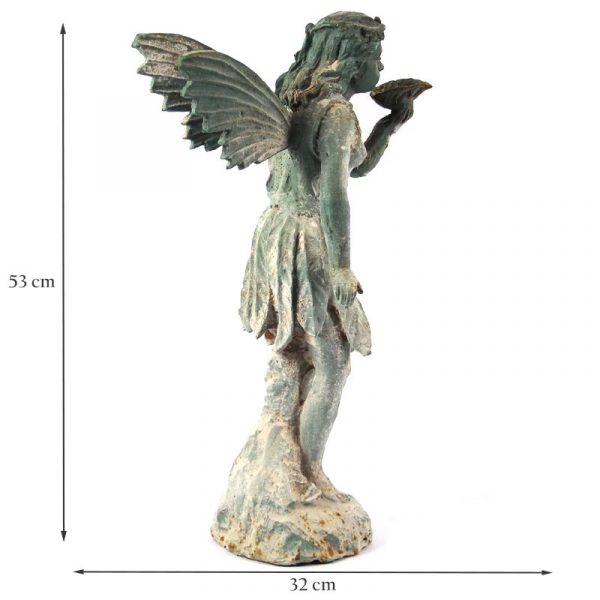 Garden Fairy with Lily in Verdigris Finish