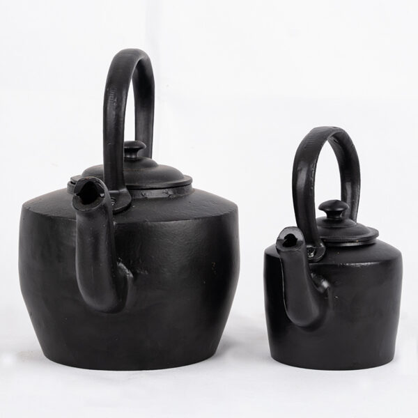 Large Iron Kettle and Small Cast Iron Kettle