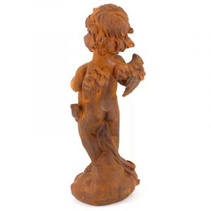 Outdoor Cast Iron Cherub with Harp