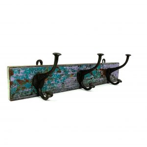 Vintage Metal Coat Hook on Wooden Base