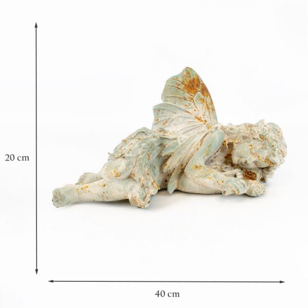Cast Iron Lying Fairy in Verdigris Finish
