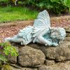 Cast Iron Lying Fairy in Verdigris Finish