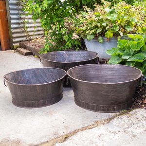 Set of Three Metal Garden Planters