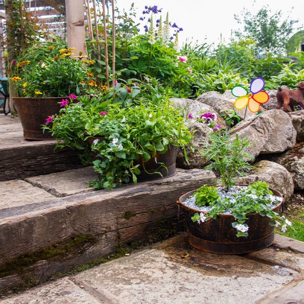 Set of Three Metal Garden Planters
