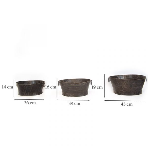 Set of Three Metal Garden Planters