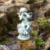 Cast Iron Sitting Cherub in Verdigris Finish