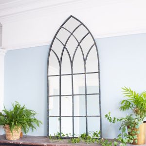 Tall Arched Metal Glass Mirror