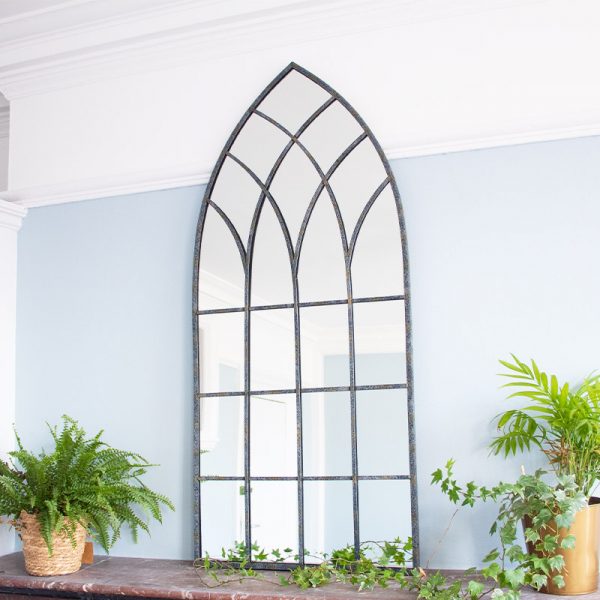 Tall Arched Metal Glass Mirror