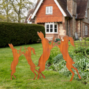 Boxing Hares Garden Ornament