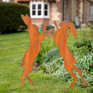 Boxing Hares Garden Ornament