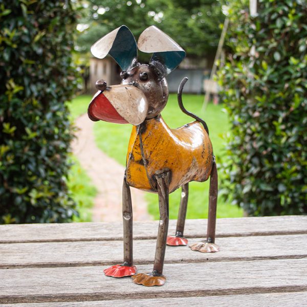 Standing Dog in Recycled Metal