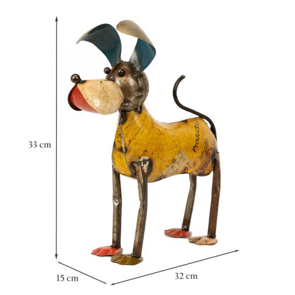 Standing Dog in Recycled Metal