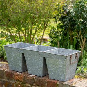 Three Galvanised Connected Planters