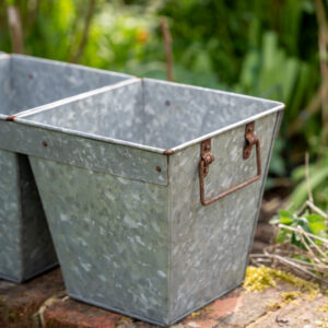 Three Galvanised Connected Planters