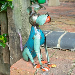 Vintage Style Sitting Metal Dog