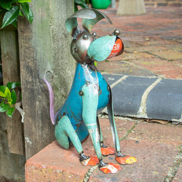 Vintage Style Sitting Metal Dog