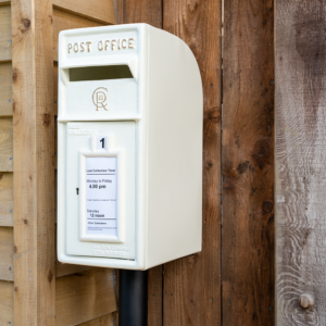 White CR 'Charles Rex' Cast Iron Post Box
