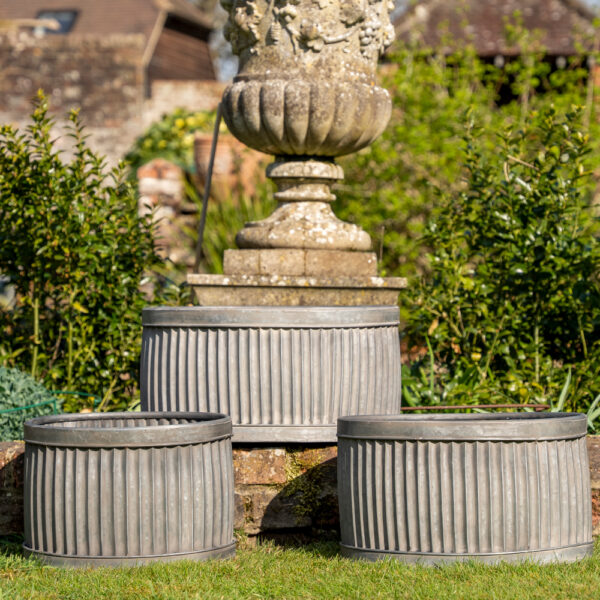 Galvanised Oval Garden Planter 