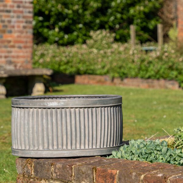 Galvanised Oval Garden Planter 