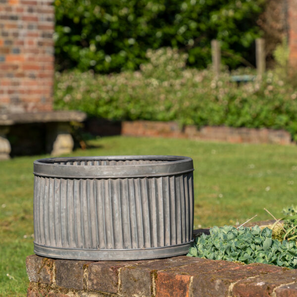Galvanised Oval Garden Planter 