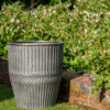 Tall Galvanised Chevron Dolly Planters