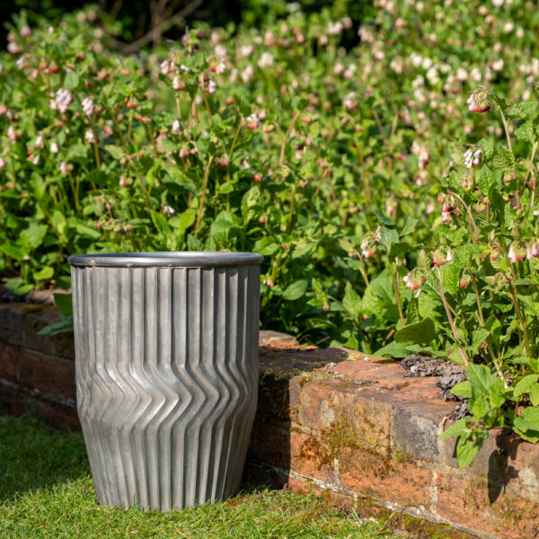 Tall Galvanised Chevron Dolly Planters
